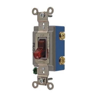 HUBBELL HBL1203PL Pilot Wll Switch,Red,15A;Back;Side,3-Way 5Z736