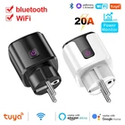 Tuya Smart EU Plug Wifi Bluetooth 20A Socket Power Monitoring Timer Outlet Compa