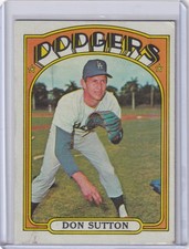 1972 Topps Baseball #530 Don Sutton - Los Angeles Dodgers