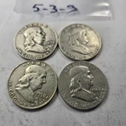 Lot of 4 Ben Franklin Silver Half Dollars Lot 5-3-3