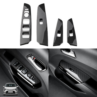 Carbon Faser Fensterheber Schalter Abdeckung Blenden For KIA Picanto 2017-2025
