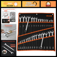 32-piece Combination Wrench Set Sae Metric 12-point Box End Angled Open End