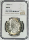 1885-O Morgan Silver $1 Dollar Coin Toned NGC MS 62