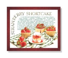 Strawberry Shortcake Home Kitchen Recipe Cafe Picture Framed Art Print