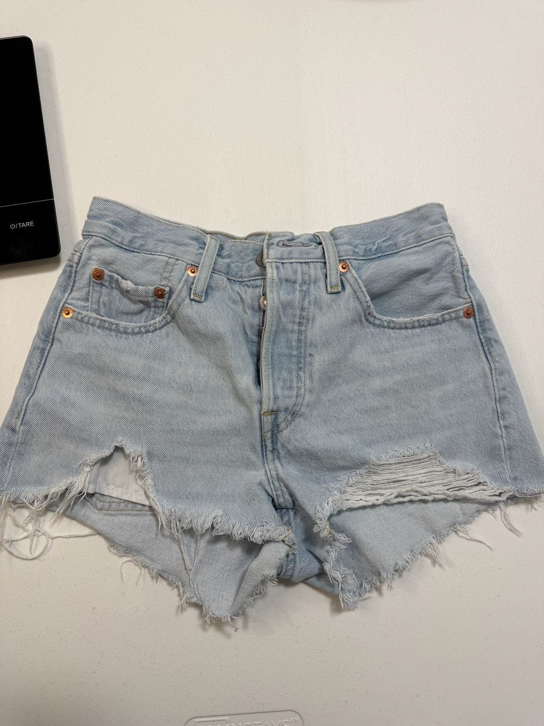 Levi's 501 Premium High Rise Distressed Cut-Off Denim Shorts Size W24