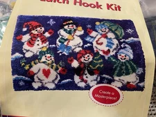 Herrschners Craftways Six Jolly Snowmen 27 x 40” Latch Hook Rug Kit #553002