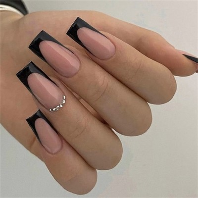 24Pcs Medium Press on Nail Acrylic Artificial Nail Glossy Full Cover False Nail