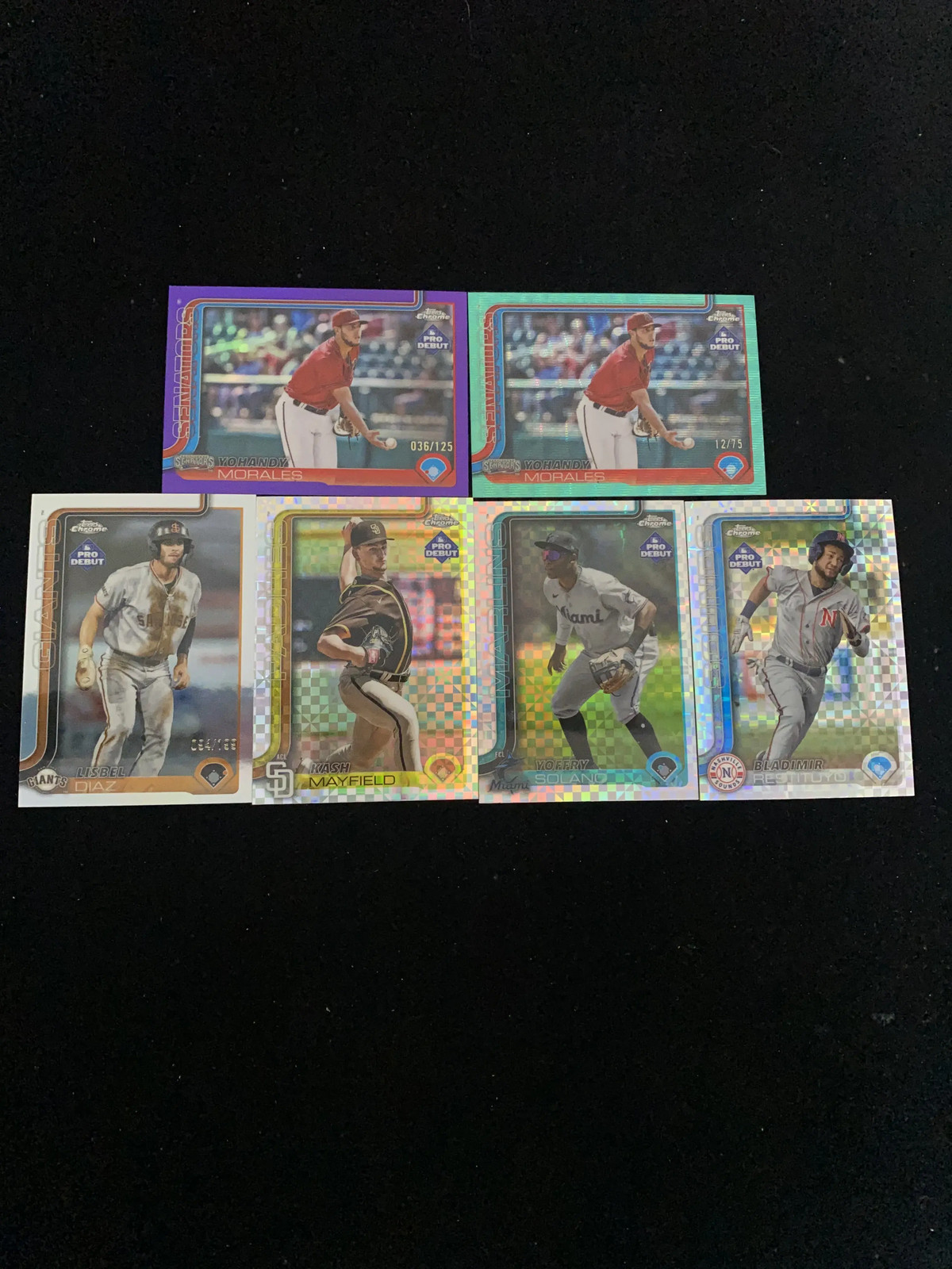 2025 Topps Pro Debut Chrome Lisbel Diaz Yoffry Solano Aqua Wave /75 Lot*6 AL004