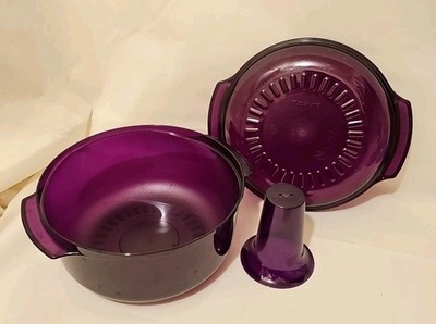Vintage Tupperware Tupperwave Cranberry 3 Piece Microwave Stack Cooker Set