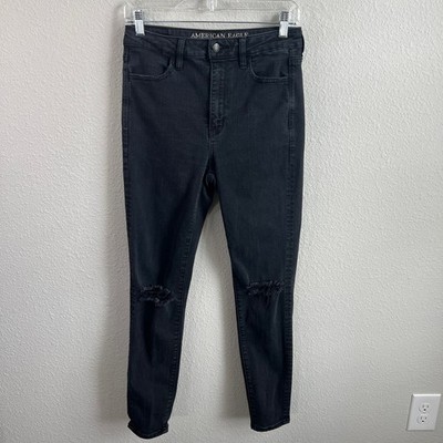 American Eagle Super High Rise Jegging Jeans Women's 8 Black Denim Skinny Leg