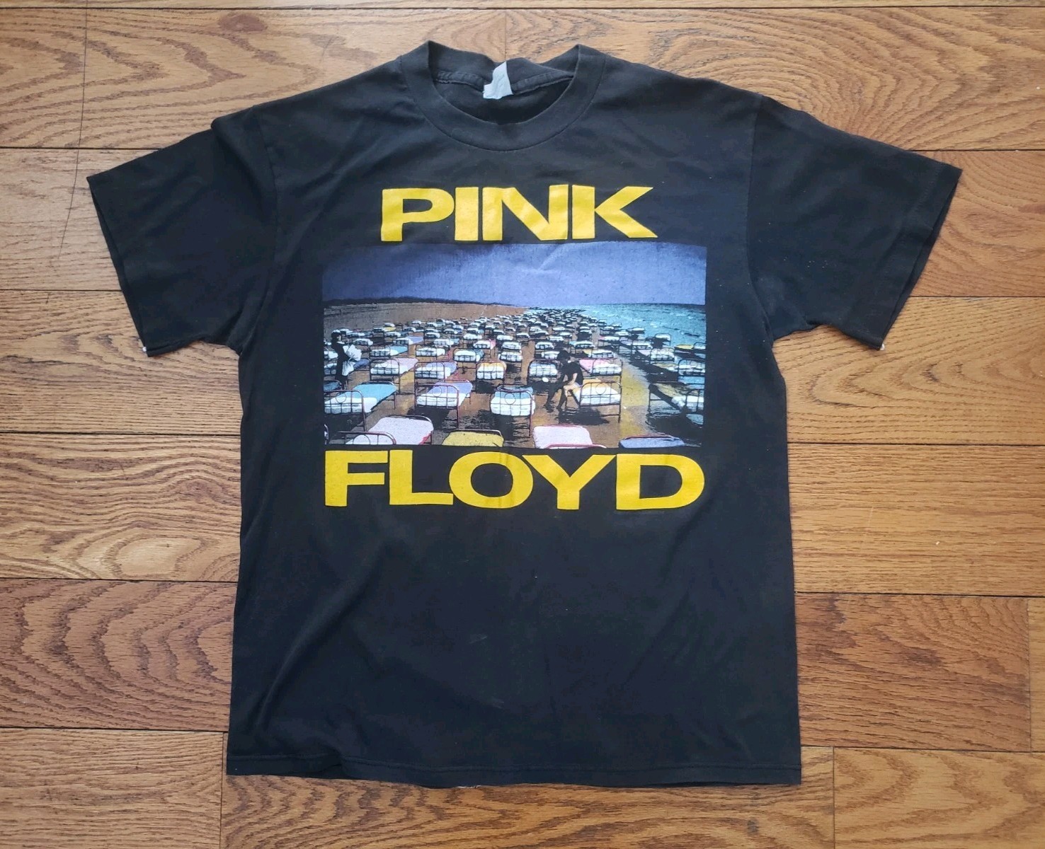 Vintage Pink Floyd World Tour 1987 Black Graphic Band Tee Large T-Shirt READ