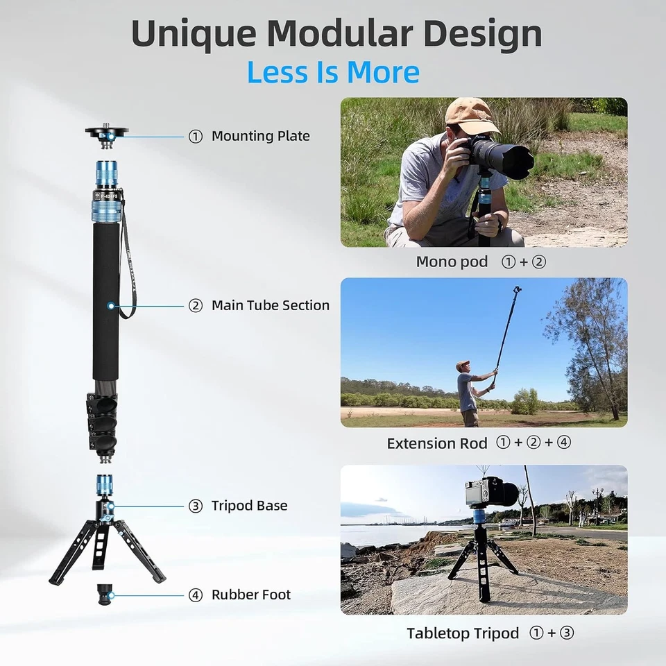 Sirui P-424FS Carbon Fiber Camera Monopod Kit, 66.3" with VA-5 Fluid Video Head - Image 3 of 4