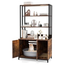 Modern 61" Cat Litter Box Furniture with Ventilation  Shelves  Cozy Cat Haven 