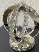 CHROME CRYSTAL PRISM DIAMOND BEADED MIRRORED MODERN TABLE LAMP