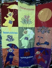 The Northwest Company Vintage Teletubbies Block Tapestry Fringed Throw Blanket
