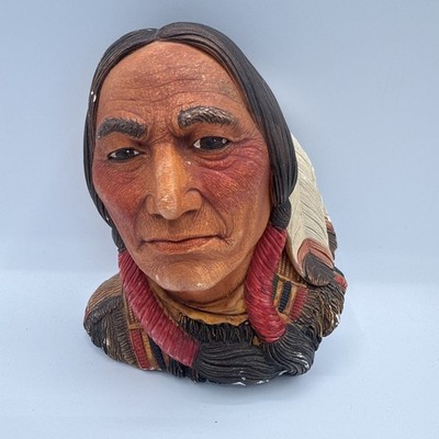 Vintage 1984 ''SITTING BULL'' Chalkware Wall Art LEGEND PRODUCTS signed F. Wright