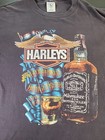 Vtg 1987 HARLEY DAVIDSON & GOOD WHISKEY T Shirt Mens Medium Black Motorcycle