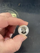 Vintage Little Orphan Annie Picture White Glass Shooter Marble VG