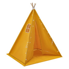 Yellow Kids Tent for 1-3 Kids Aged 1-12 with Star Light Mat Foldable Design