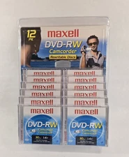 Maxwell 12 Pack DVD-RW Camcorder 30 minute 1.4 GB Disc New in Package Ships FREE