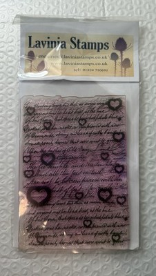 Lavinia Stamps - Hearts / Script  5.25 x3.75  Polymer