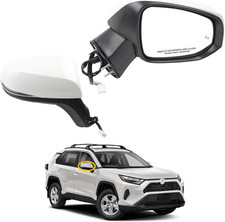 Right Passenger Mirror Heated Signal Blind Spot for 2019-2024 Toyota RAV4 White
