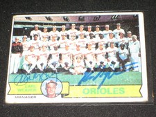 1979 ORIOLES KEN SINGLETON & SCOTT McGREGOR DUAL SIGNED AUTOGRAPH BASEBALL CARD