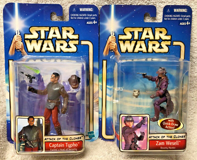 ZAM WESELL & CAPTAIN TYPHO aotc 2002 attack of the clones Star Wars figure NEW