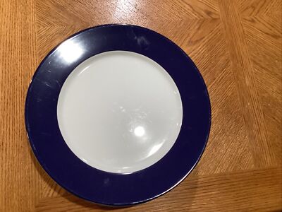 Apilco Dinner Plates Set of (7) Porcelain Blue Band 12 “ Inches