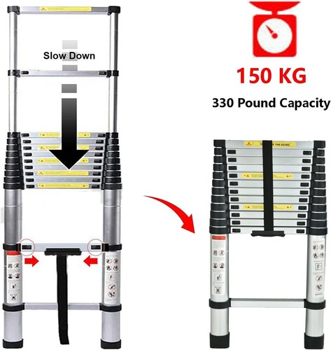 Telescoping Ladder 16 FT Aluminum Extension Ladder Step Ladders Collapsible Home - Picture 4 of 9