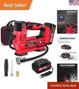 Lightweight Portable Tire Inflator - 30 L/min Fast Inflation for All Vehicles