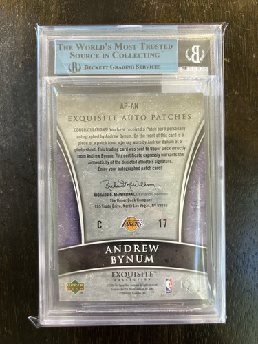 2005-2006 Upper Deck Exquisite Rookie Patch Auto Andrew Bynum Signature /100 - Picture 2 of 2