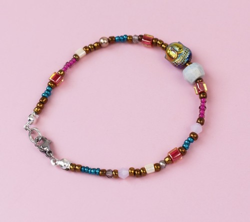 Multi stone bracelet, Buddha charm handmade jewelry - Picture 9 of 21