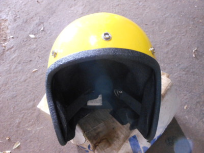 Vintage NOS Buco Yellow Fiberglass Open Face 5 Snap Helmet 1760-2