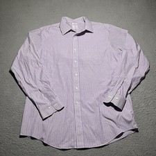 Brooks Brothers Shirt Mens 16.5 - 35 Purple Stripe Regent Long Sleeve Button Up