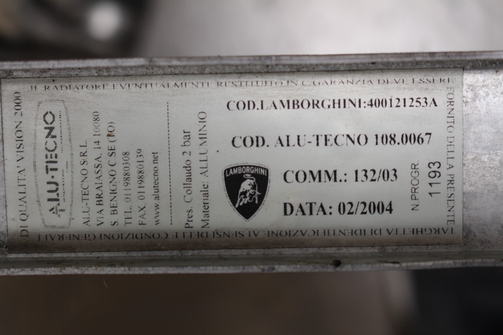 Lamborghini Gallardo, Coupe, Spyder, LH, Left, Radiator, Used, P/N 400121253A