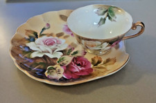 Lefton China Heritage Green Snack Plate & Tea...