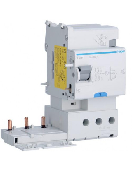 Bloc différentiel HAGER BF364 3 Pôles 63A 300mA type AC pour tableau électrique