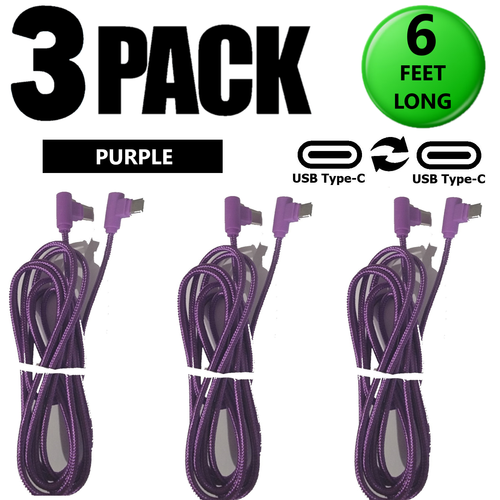 3 Pack USB C 90 Degree Angle Charger Cable 6ft Fast Charging Braided Nylon Cord - Picture 20 of 22