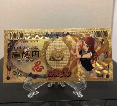 24k Gold Foil Plated Kushina Banknote Naruto Anime Collectible