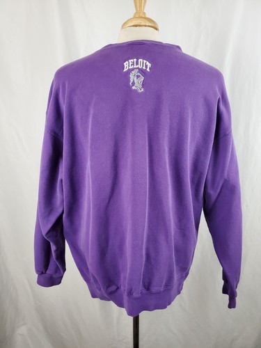 Felpa girocollo Nike vintage XL cotone viola ricamato Swoosh, Beloit WI - Foto 5 di 8