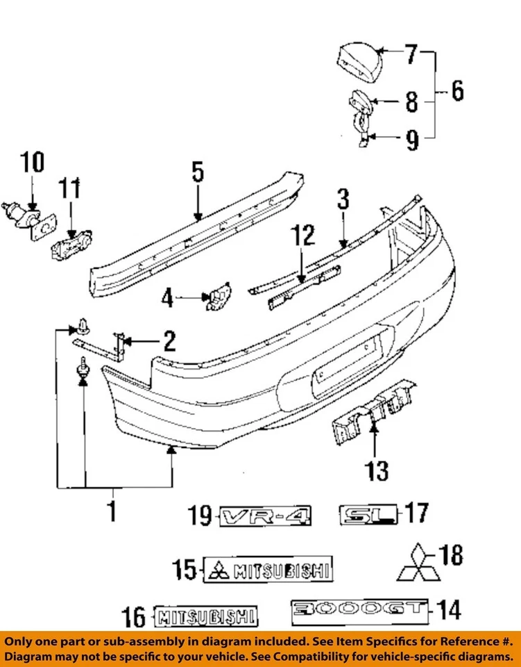 Parachoques trasero negro tiene arañazos OEM 1999 Mitsubishi 3000GT Foto 3 de 4