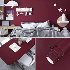 Solid Burgundy Wallpaper 15.8" X 197" Peel and Stick Wallpaper Pure Contact Pape