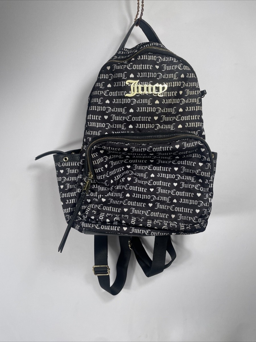 Juicy Couture Gold Logo Statement Black White Gold Backpack