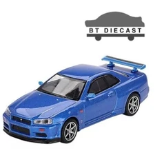 MINI GT NISSAN GT-R R34 V-SPEC 1/64 DIECAST MODEL CAR BAYSIDE BLUE MGT00759