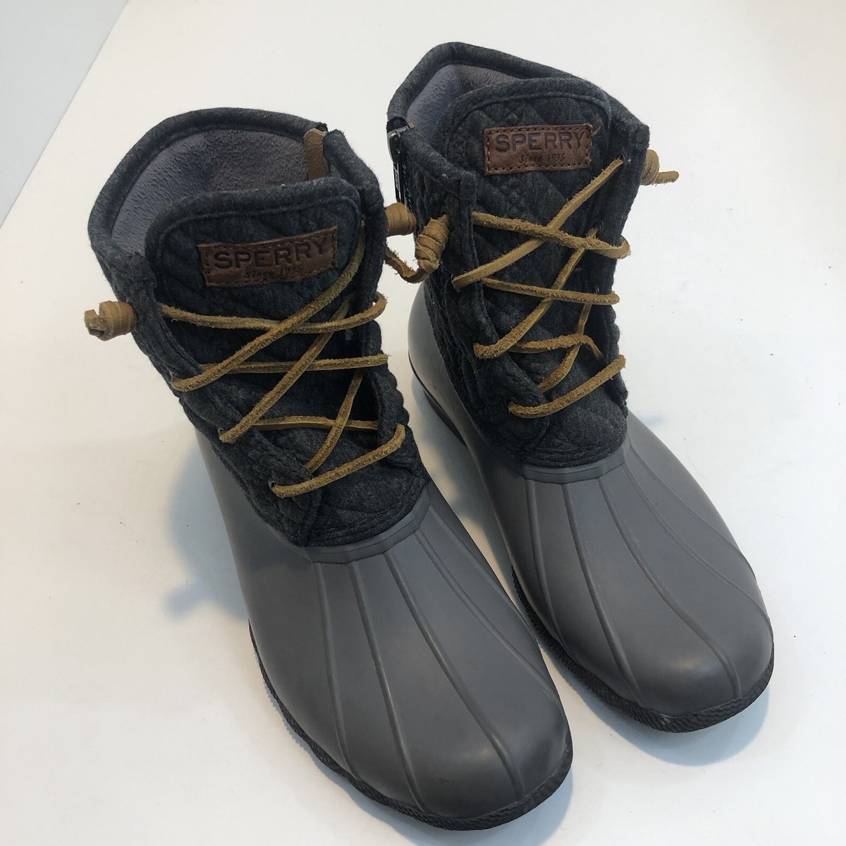 Sperry Saltwater Duck Waterproof Rubber Boot Gray Charcoal 