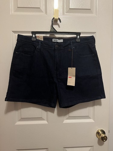 LEVIS LADIES DARK WASH BLUE JEAN SHORTS SIZE 16 NWT - Picture 5 of 10