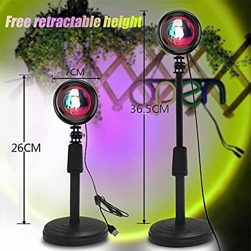 YAKADE 16 Colors Sunset Projection Lamp Rainbow Night Light with 360