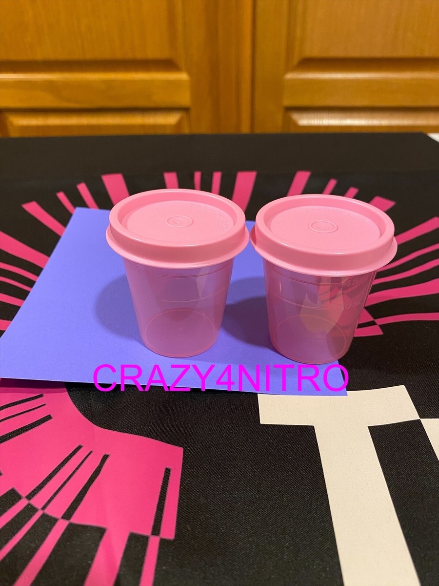TUPPERWARE MIDGET SET OF 2 NEW 2 ounce PINK Container NEW BPA FREE