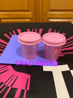 TUPPERWARE MIDGET SET OF 2 NEW 2 ounce PINK Container NEW BPA FREE